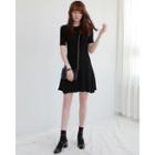 Short-sleeve A-line Mini Knit Dress