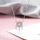 925 Sterling Silver Rhinestone Dream Catcher Pendant Necklace Ns230 - One Size