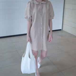 Short-sleeve Peter Pan Collar Shirtdress