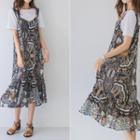 Sleeveless Pattern Chiffon Long Dress