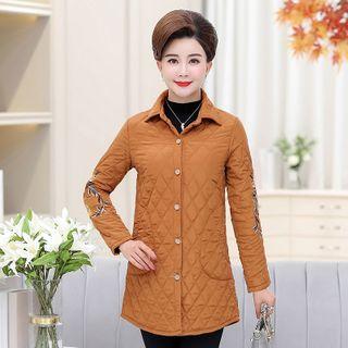 Collared Single-breasted Quilted Coat