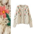 Floral Cardigan 6754 - Almond - One Size