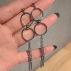 Chain Drop Earring 1 Pair - 925 Silver Stud - Silver - One Size