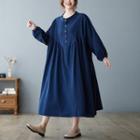 Long-sleeve Button Detail Midi Oversized Dress