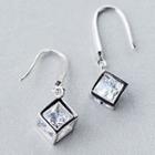 Caged Rhinestone Sterling Silver Dangle Earring 1 Pair - Silver - One Size