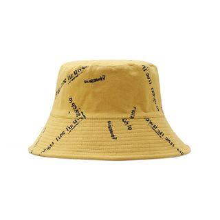 Embroidered Lettering Reversible Bucket Hat