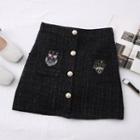 Glitter Embroidered Woolen Mini Skirt