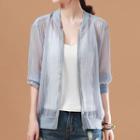 Elbow-sleeve Sheer Chiffon Jacket