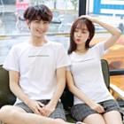 Couple Matching Letter Short-sleeve T-shirt / Check Shorts