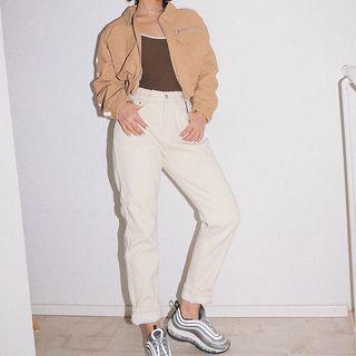 Brush Fleece-lined Straight-cut Jeans