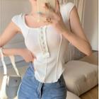Short-sleeve T-shirt / Boot Cut Suspender Pants