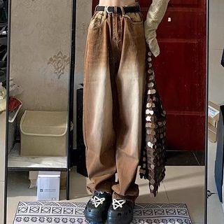 High Waist Ombre Loose Fit Jeans