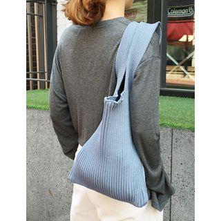 Ribbed Knit Shopper Bag