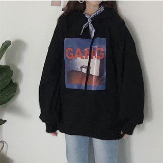 Mock Two-piece Printed Hoodie