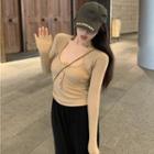Long Sleeve U Neck Plain Knit Top
