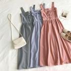 Plain Lace-up Strap Dress