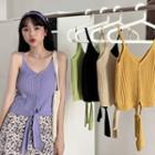Tie-front Rib Knit Camisole Top