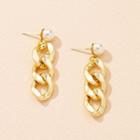 Faux Pearl Chunky Chain Alloy Dangle Earring 1 Pair - Gold - One Size