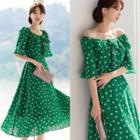 Off-shoulder Ruffled Heart Long Dress