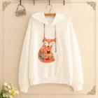 Fox Embroidered Drawstring Hoodie