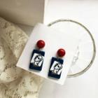 Face Pendant Drop Earring 1 Pair - Red & Blue & Black & White - One Size