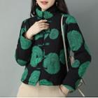 Print Padded Frog-buttoned Jacket