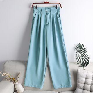 High-waist Plain Straight Leg Dress Pants