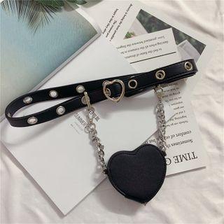 Chain Heart Faux Leather Belt