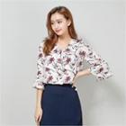 Ruffled-detail Floral-pattern Blouse