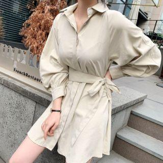 Hidden-button Shirtdress With Sash
