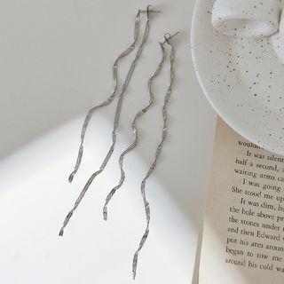 Twisted Tassel Earring 1 Pair - Ear Studs - Silver - One Size