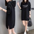 Letter Embroidered Mini Hoodie Dress