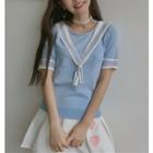 Sailor Style Short-sleeve Top