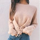 Long Sleeve Lace-up Sweater