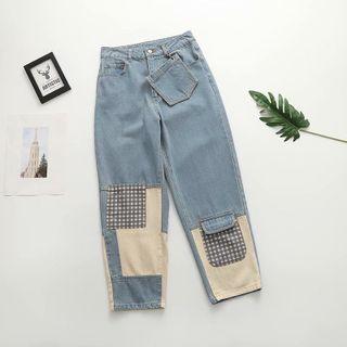 Color Block Baggy Jeans