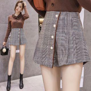 Faux Pearl Plaid Skort
