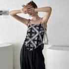 Tie-shoulder Paisley Scarf Top
