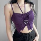 Heart Buckle Drawstring Cropped Camisole Top