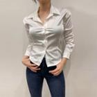 Slim-fit Cropped Satin Shirt