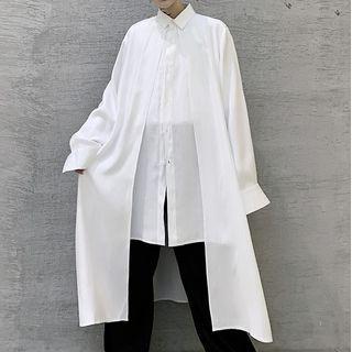Mock Two-piece Plain Long Shirt