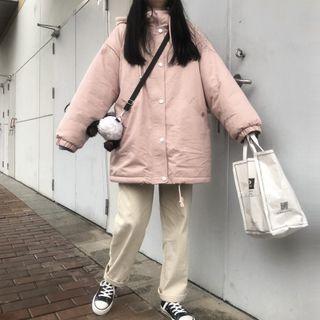Plain Hooded Jacket 46 - Light Pink - One Size