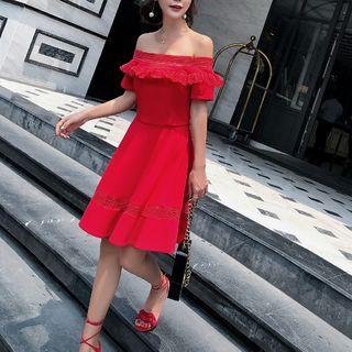 Frilled Off-shoulder A-line Dress