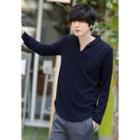Collared V-neck Long-sleeve Top