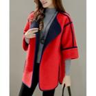 3/4-sleeve Contrast Trim Coat