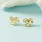 Bow Alloy Earring 1 Pair - Stud Earring - Gold - One Size