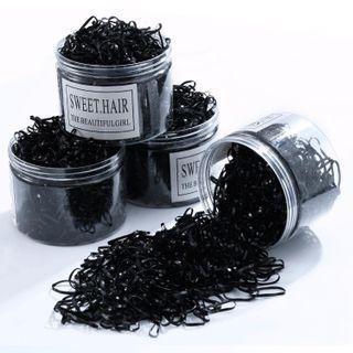 Plain Hair Tie Set With Box - Black - One Size