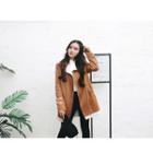 Faux-suede Fleece-lined Long Zip Jacket