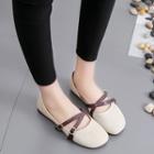 Faux-leather Cross Strap Flats