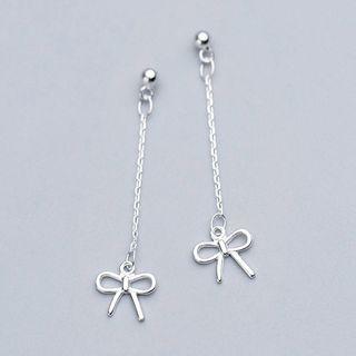 925 Sterling Silver Bow Dangle Earring 1 Pair - S925 Silver - One Size