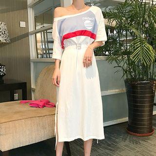 Print Midi T-shirt Dress With Belt